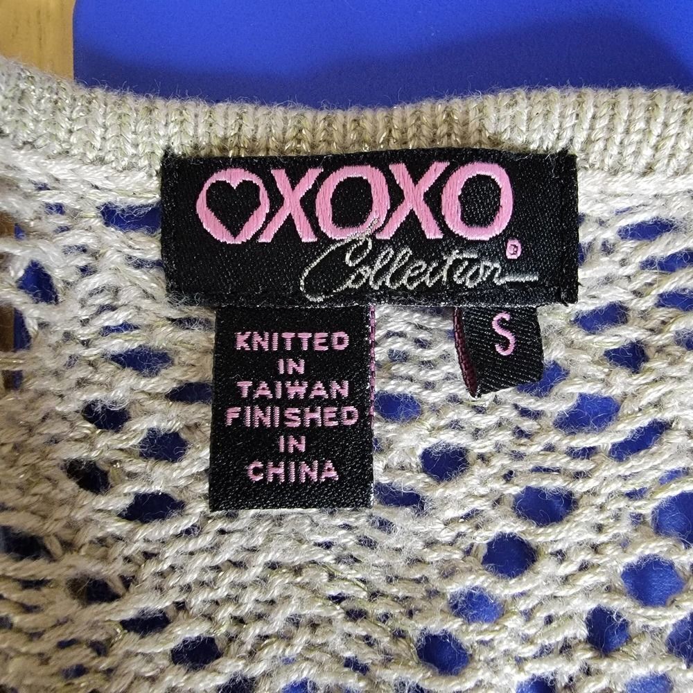 XOXO Collection Knit Metallic Sweater Tan Silver Size Small - Picture 4 of 16